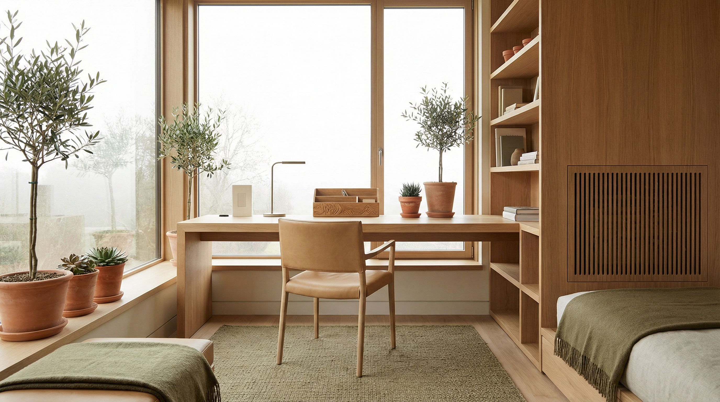 Wood accents in office
