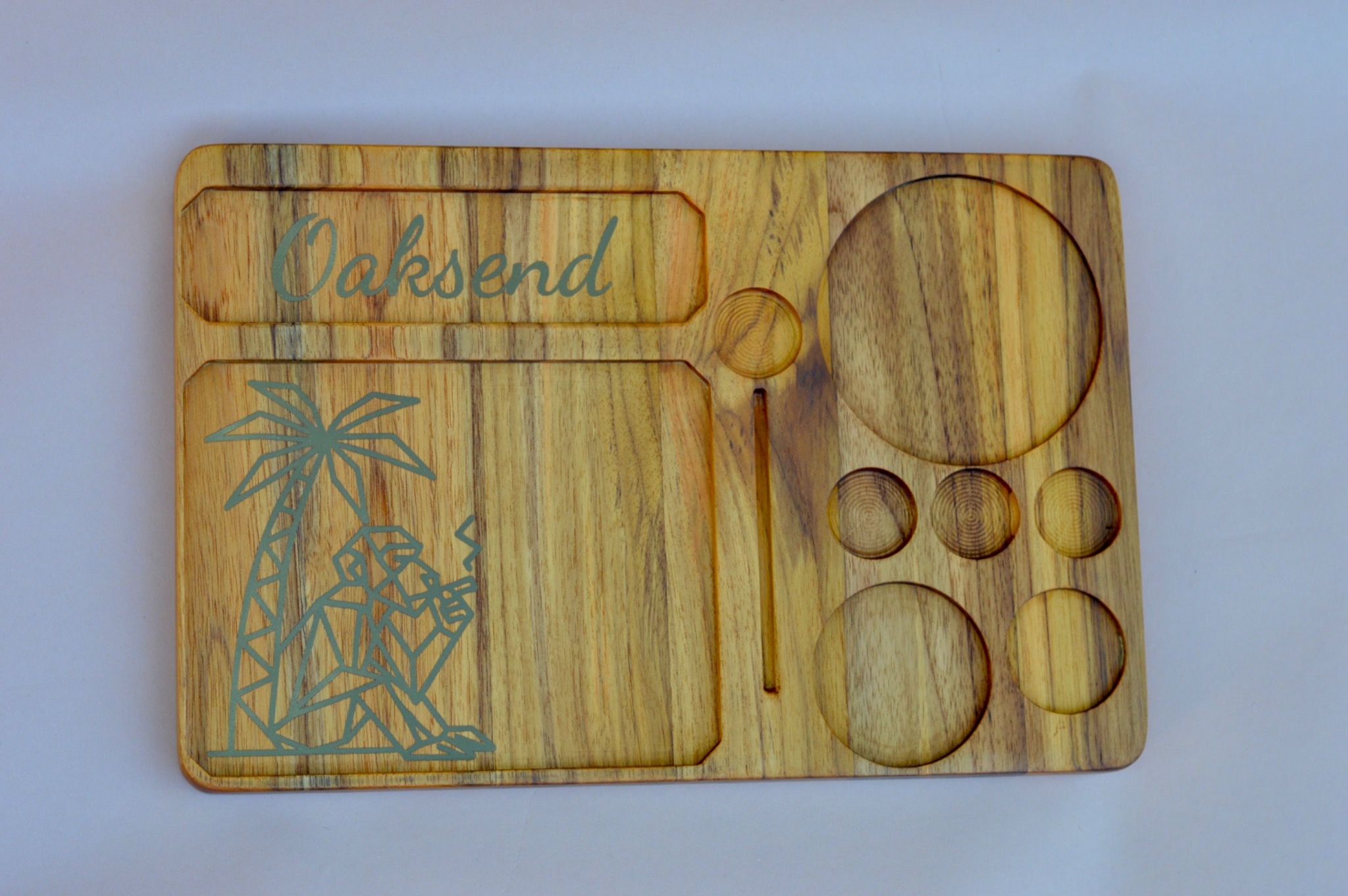 Teak Pineapple Rolling Tray view 2